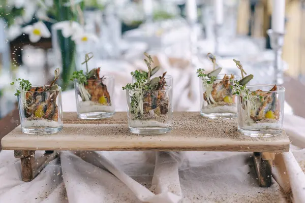 Etkinlikte Tahta Tahta Tahtada Zarif Aperatifler