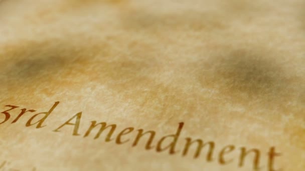 Scrolling Text Old Paper Background Contents 3Rd Amendment United States — Stock Video