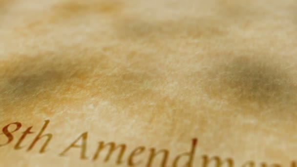 Scrolling Text Old Paper Background Contents 8Th Amendment United States — Stock Video