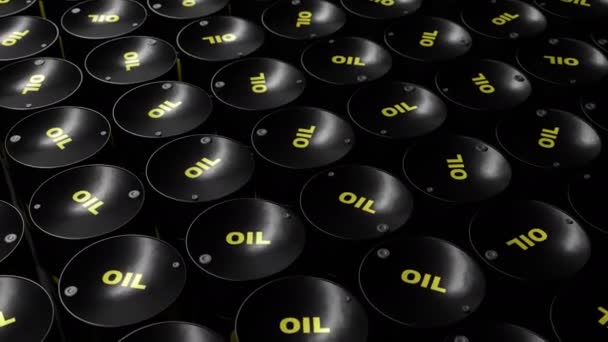 Petrol Enerji Endüstrisinde Ham Petrol Bulunduran Birçok Petrol Varilinin Üzerinde — Stok video