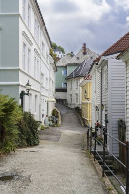 Bryggen 'daki ahşap ev Norveç' te Bergen 'de.