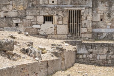 The prison of socrates in Athens Greece near the Agora clipart