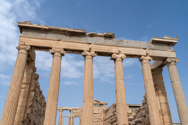The Acropolis the Sacred Rock in Athens Greece is dedicated to Athena