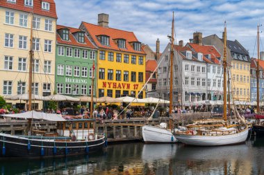 Kopenhag Danimarka 'da 17. yüzyıl su fonu Nyhavn