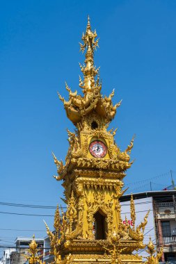 Tayland 'daki Chiang Rai' de Altın Saat Kulesi