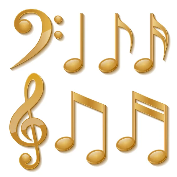 Set Golden Musical Notes Vector Illustration — Stock Vector