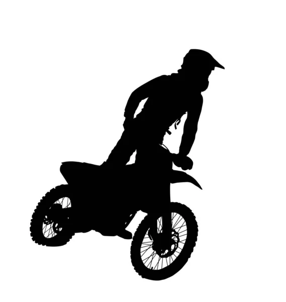 赛程中越野摩托车比赛的详细轮廓 — 图库矢量图片