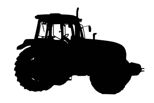 Szczegółowa Sylwetka Nowoczesnego Pojazdu Rolniczego Tracktor — Wektor stockowy