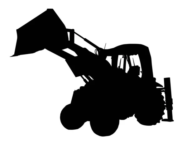 Silueta Detallada Construcción Cargadora Bulldozer Vehículo Movimiento Tierra — Archivo Imágenes Vectoriales