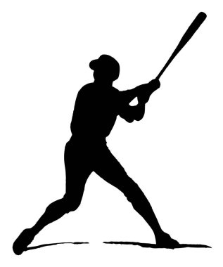 Isolated Silhouette of Baseball Batsman Hitting Ball, originating image from Generative AI technology 