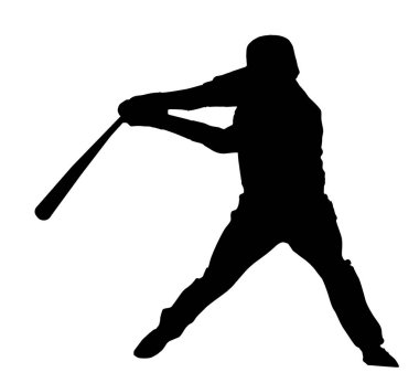 Isolated Silhouette of Baseball Batsman Hitting Ball, originating image from Generative AI technology 