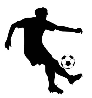 Isolated Silhouette of Soccer Player Dribbling ball, originating image from Generative AI technology 
