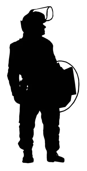 Silhouette Riot Special Police Squad Member Full Gear Shield Raised — Stock Vector