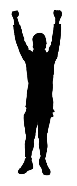 Силуэт Озлобленного Мужчины Протестующего Шапочкой Кулаками Воздухе — стоковый вектор