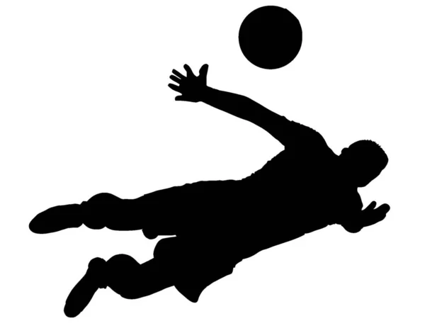Fotboll Målvakt Gör Akrobatisk Dykning För Att Spara Och Förebygga — Stock vektor