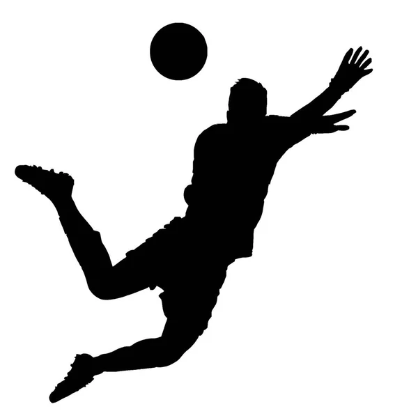 Soccer Goal Keeper Making Akrobatikus Merülés Hogy Mentse Megelőzze Cél — Stock Vector