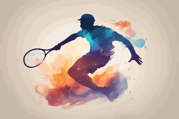 Smashing Colorido Diseño Moderno Jugador Tenis Torneo Hombres Niños — Vector de stock