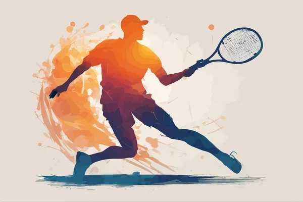 Smashing Colorido Diseño Moderno Jugador Tenis Torneo Hombres Niños — Vector de stock