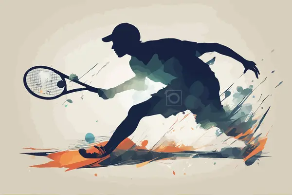 カラフルなモダンなテニスプレーヤーデザイン 男性またはボーイズトーナメント — ストックベクタ