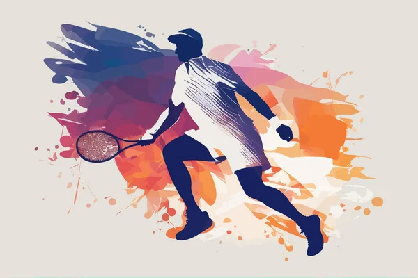 Esmagar Colorido Moderno Tennis Player Design Torneio Homens Meninos — Vetor de Stock