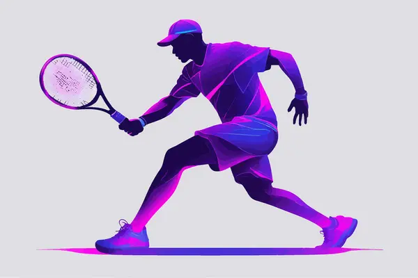 Smashing Neon Punk Modern Tennis Player Design Torneo Hombres Niños — Archivo Imágenes Vectoriales