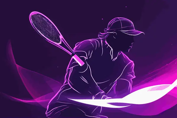 Smashing Neon Punk Modern Tennis Player Design Torneo Hombres Niños — Vector de stock