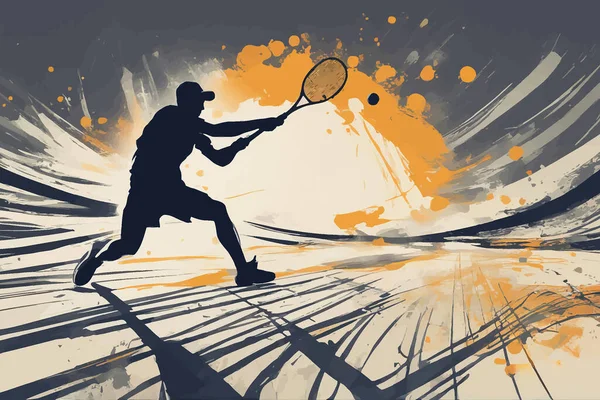 Smashing Colorful Modern Tennis Player Design Men Boys Tournament — Stock Vector