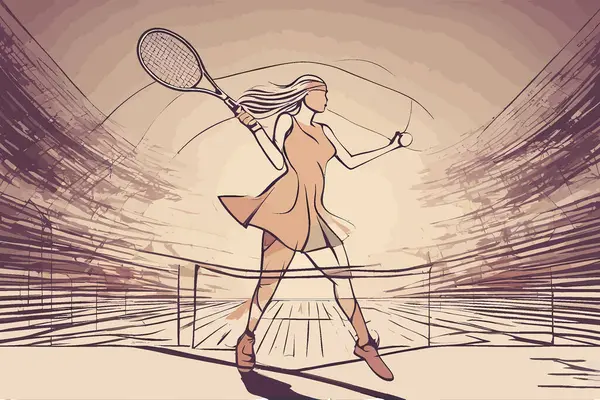Smashing Colorful Modern Tennis Player Design Tournoi Femmes Filles — Image vectorielle