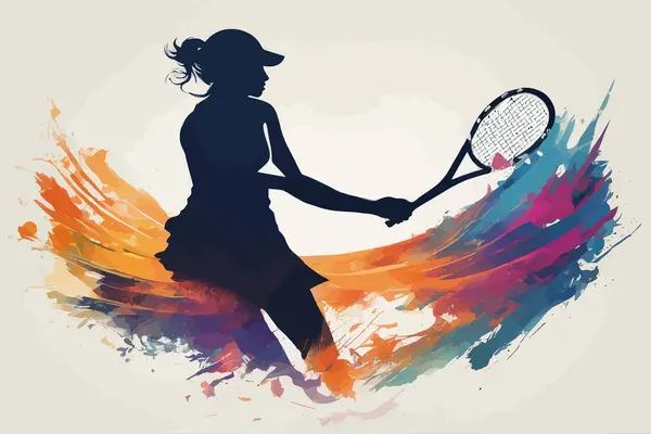 Smashing Colorful Modern Tennis Player Design Tournoi Femmes Filles — Image vectorielle