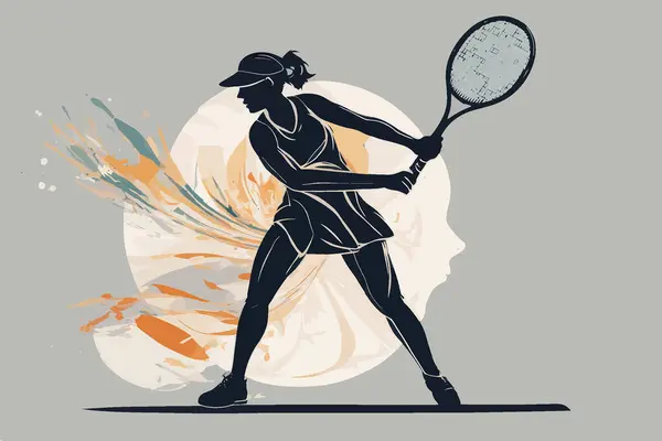 Smashing Colorido Diseño Moderno Jugador Tenis Torneo Mujer Niñas — Archivo Imágenes Vectoriales