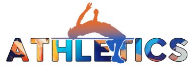 Withe Arkaplanı Üzerine Ayrı Metin ATHLETICS - Yüksek Atlama - Renk Gradyanı Siluet ŞekliStencils