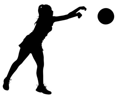 Detailed Sport Silhouette - Korfball Ladies League Girl Player or Netball Throwing Ball V2 Refined clipart