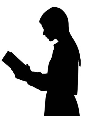 Kitap okuyan genç bir kızın yan profil portresi.