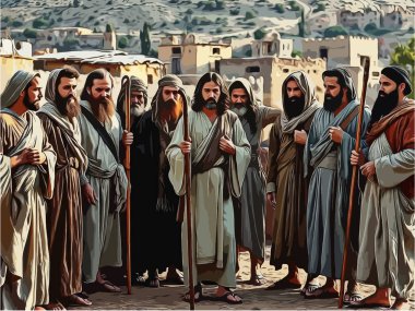 Gospel Images from the Bible NT - Jesus sends out the 12 disciples clipart