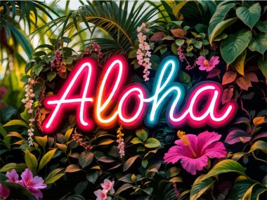 Aloha Text Hawaiian Pacific Island Welcome Banner clipart