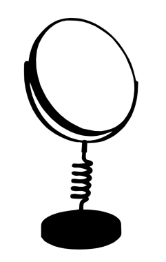 tuvalet Masası ayna siluet yalıtım vektör çizim