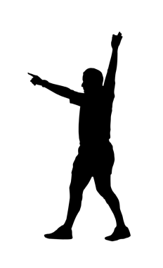 Spor siluet - Tay oyun gösteren kadar elini tutarak ragbi futbol hakemi