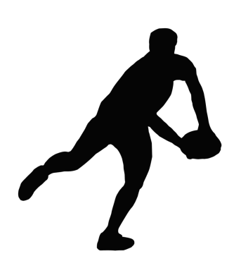 Spor siluet - rugby oyuncusu sallanan çalışan geçiş yapma
