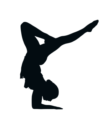 Spor siluet - Erkek jimnastikçi kol izole standı siyah görüntü beyaz arka plan üzerinde yapıyor