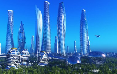 3D modern şehir görüntüsü
