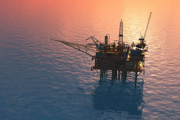 上から海への石油生産 3Dレンダリング — ストック写真