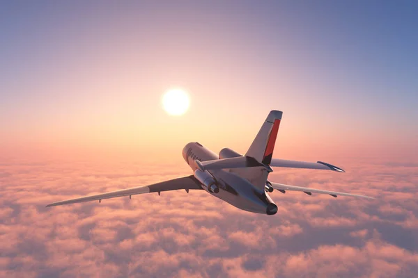 Επιβατικό Αεροπλάνο Πάνω Από Σύννεφα Απόδοση — Φωτογραφία Αρχείου