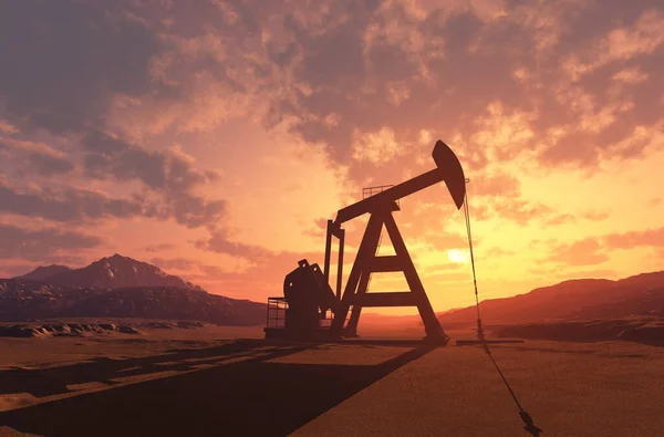 Техника Добычи Нефти Пустыне Рендеринг — стоковое фото