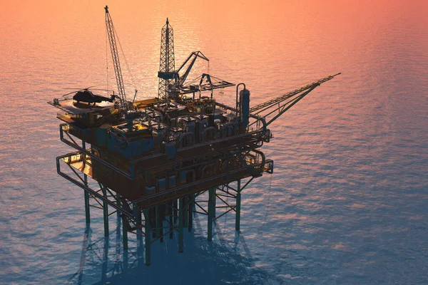 上から海への石油生産 3Dレンダリング — ストック写真