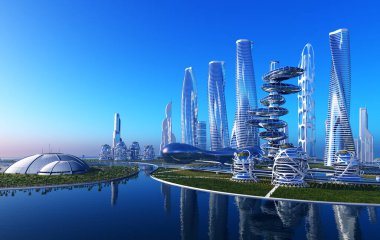 3D modern şehir görüntüsü