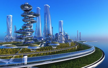 3D modern şehir görüntüsü