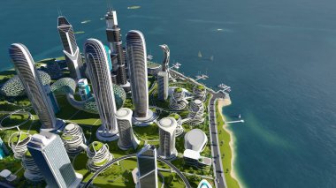 3D şehir görüntüleme panoraması