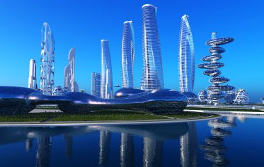 3D modern şehir görüntüsü