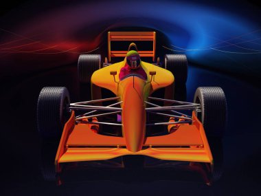 Beyaz arka planda yarış arabaları. .3d oluşturma