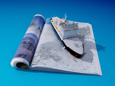 Model Deniz ve dergideki buzkıran. 3d hazırlayıcı